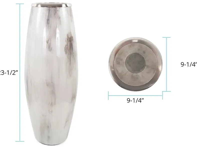 The Sivas Glass Vase with Silver Accents, Tall