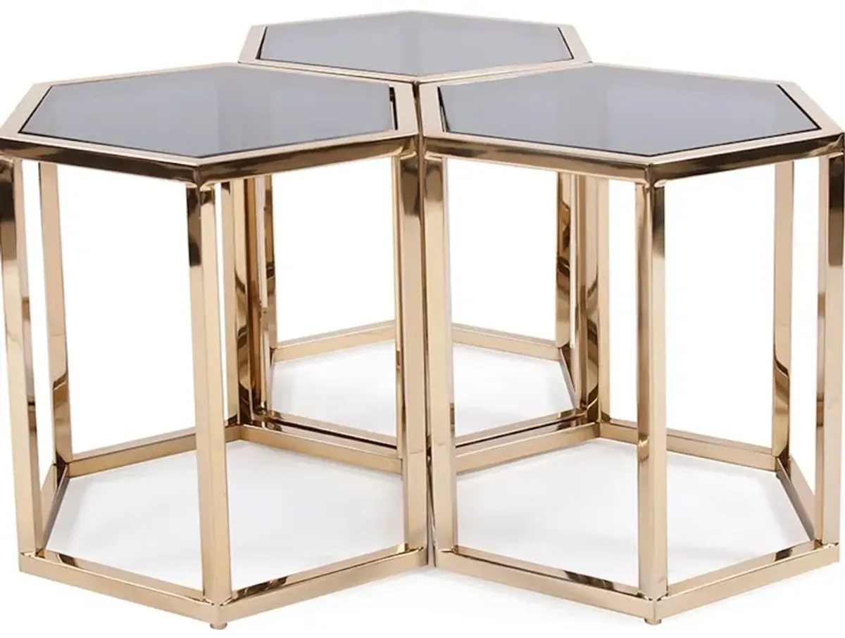 Hexagonal Gold Stainless Steel Table Set