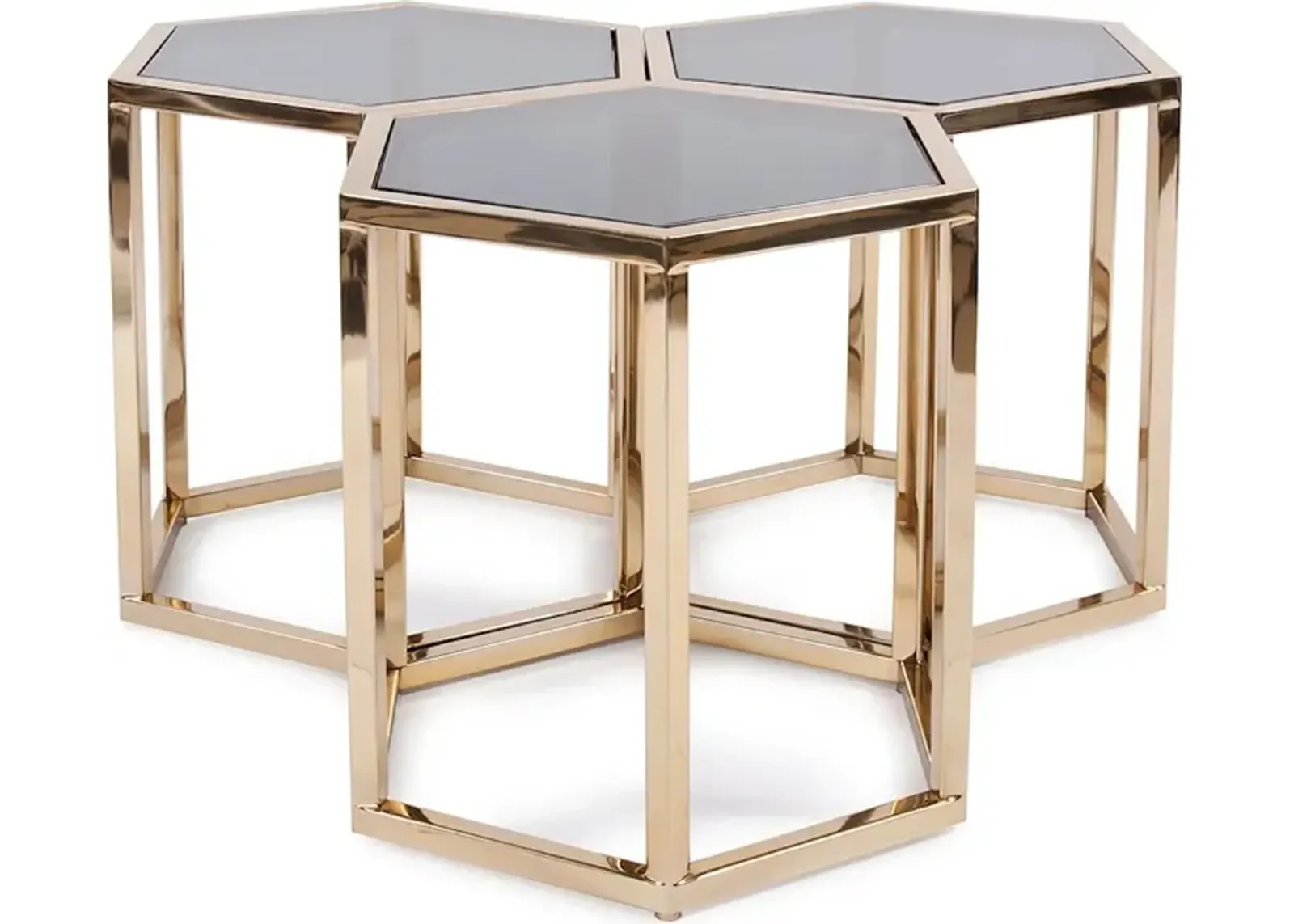 Hexagonal Gold Stainless Steel Table Set