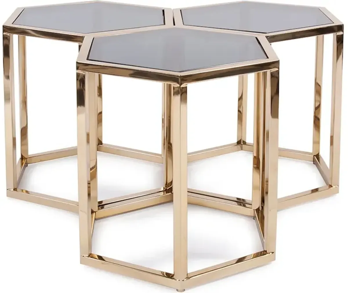 Hexagonal Gold Stainless Steel Table Set