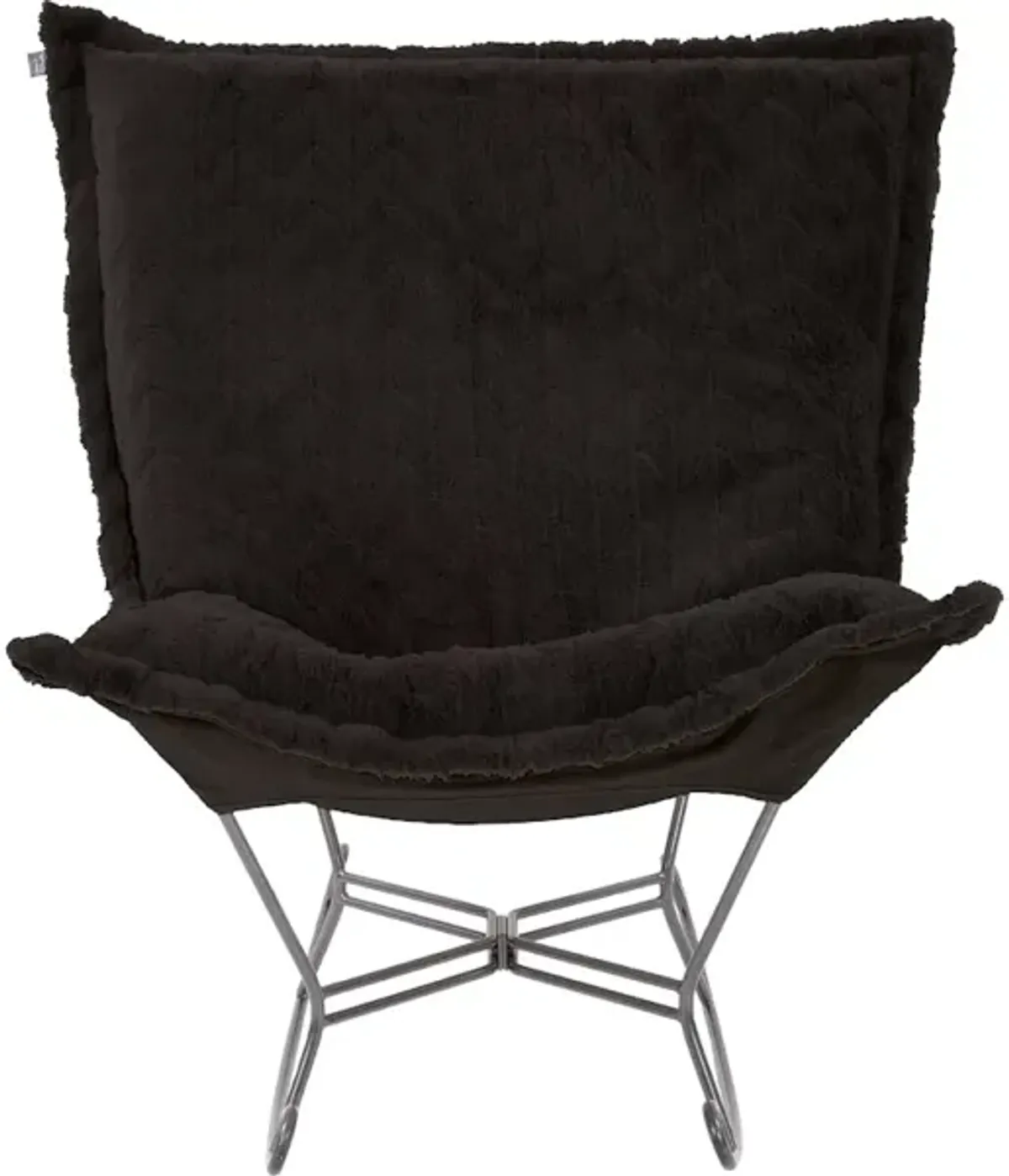 Scroll Puff Rocker Angora Ebony