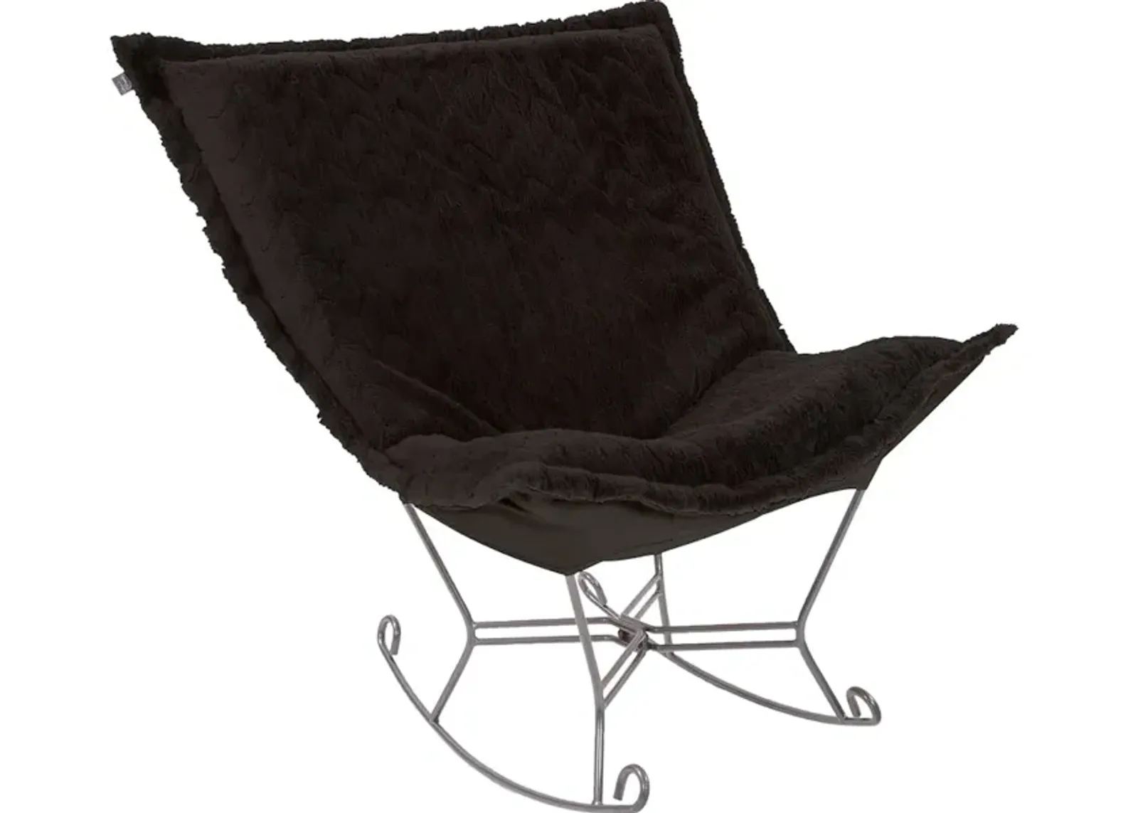 Scroll Puff Rocker Angora Ebony