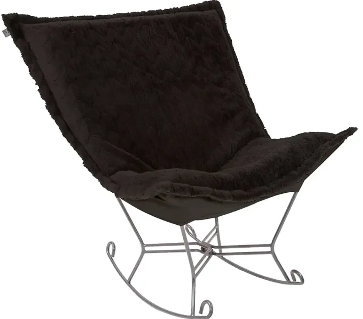 Scroll Puff Rocker Angora Ebony