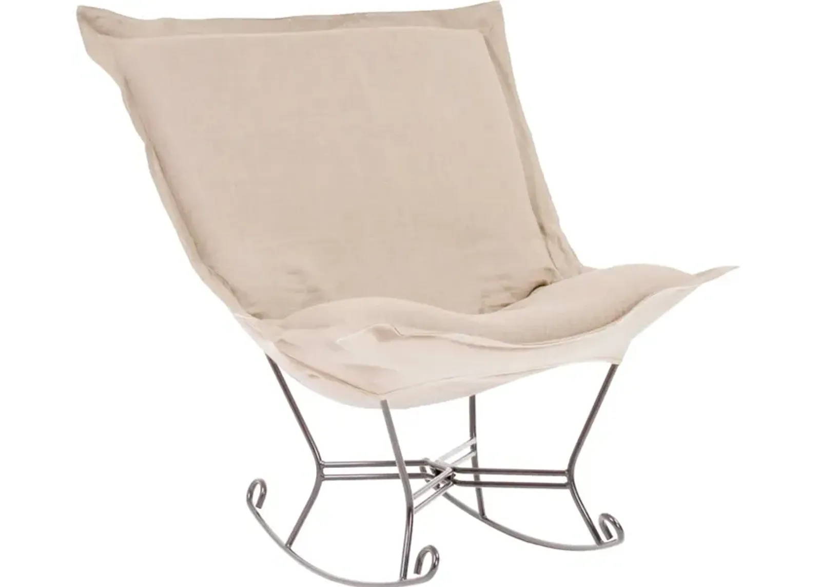 Scroll Puff Rocker Linen Slub Natural Titanium Frame