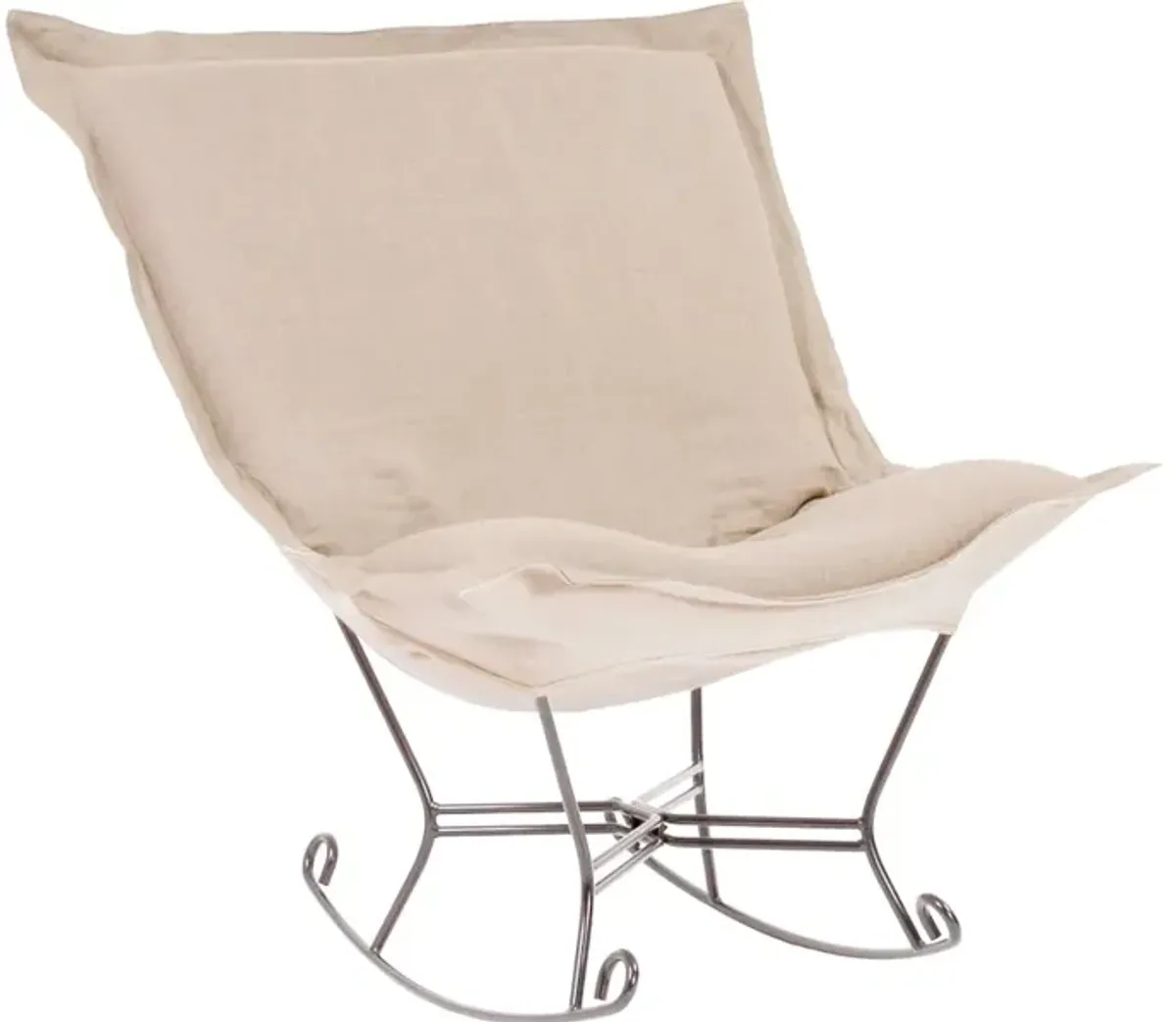 Scroll Puff Rocker Linen Slub Natural Titanium Frame