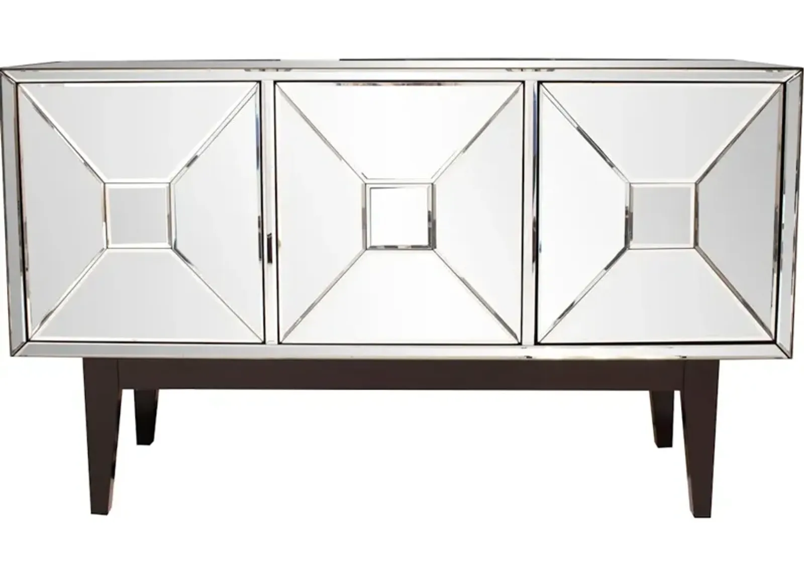 Mirrored Cabinet with 3 Pyramid Shaped Doors