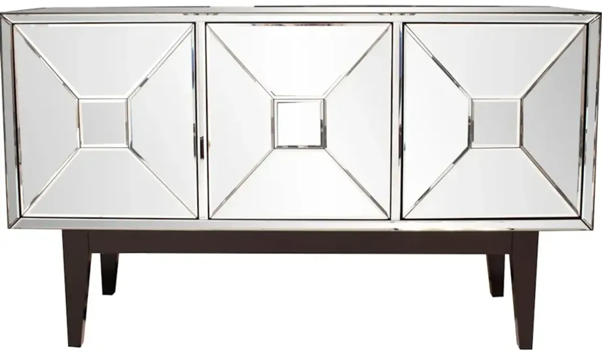 Mirrored Cabinet with 3 Pyramid Shaped Doors