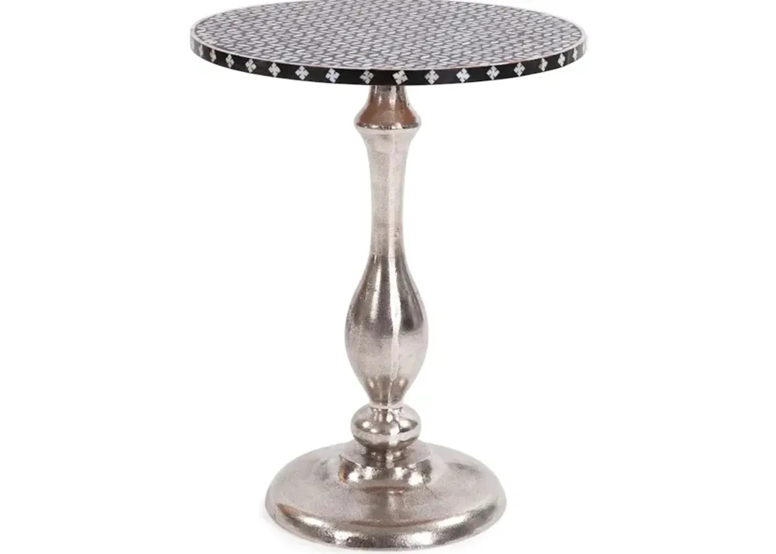 Nickel Metal with Bone Top Martini Table