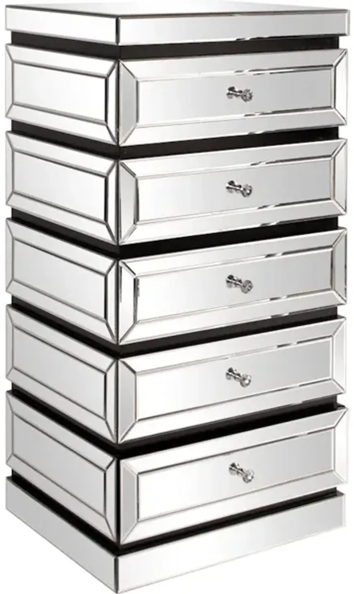 5-Tiered Mirrored Tower with Drawers