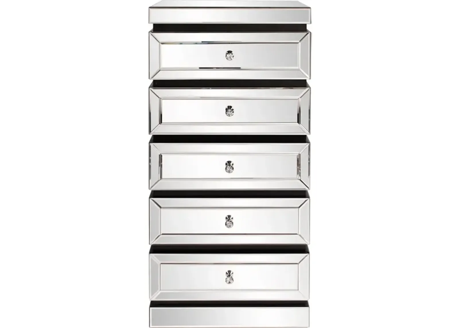 5-Tiered Mirrored Tower with Drawers