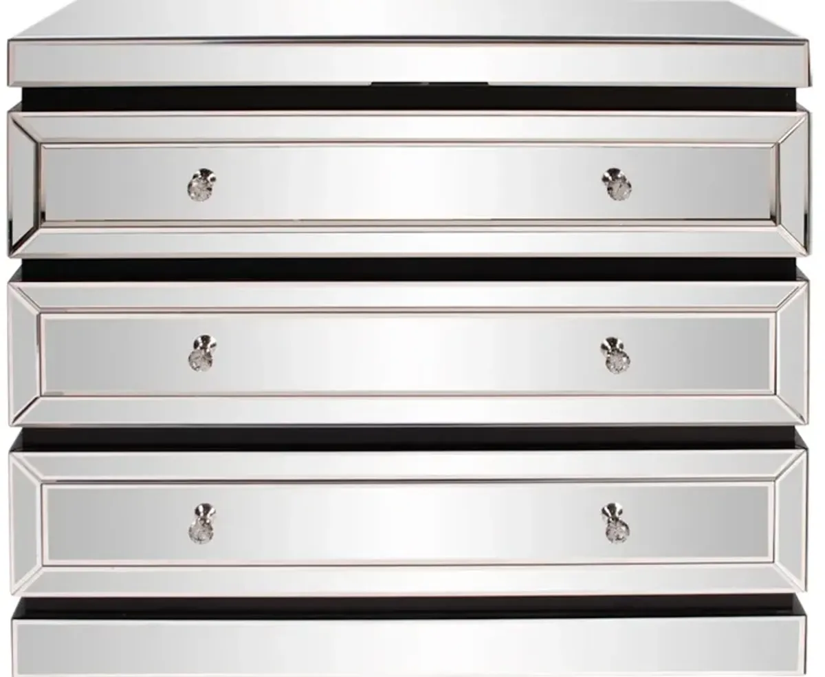 3-Tiered Mirrored Cabinet with Drawers