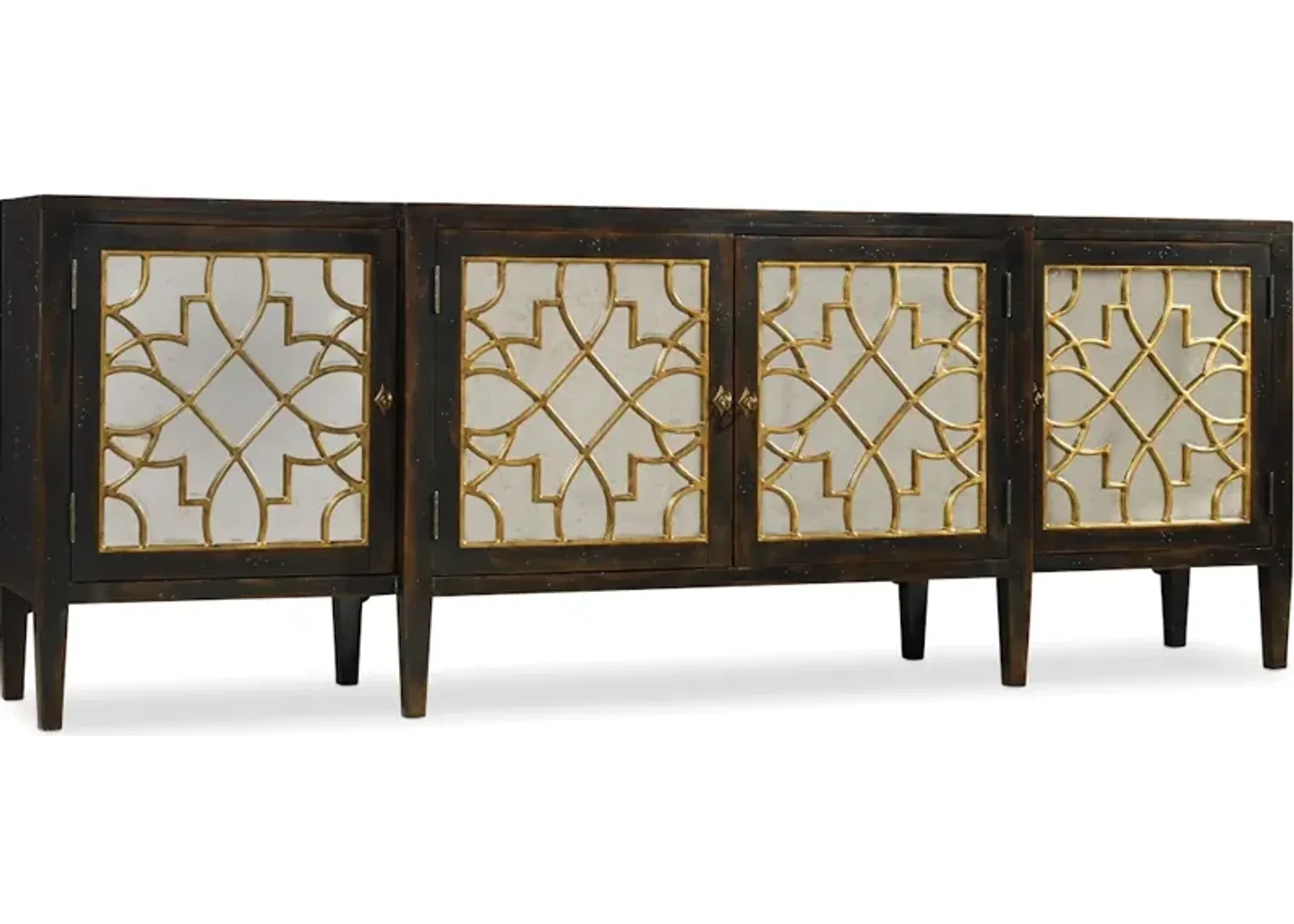 Sanctuary Four Door Mirrored Console- Ebony