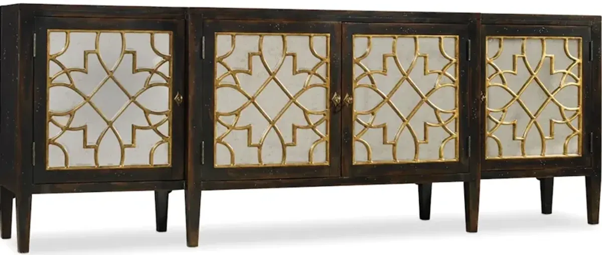 Sanctuary Four Door Mirrored Console- Ebony