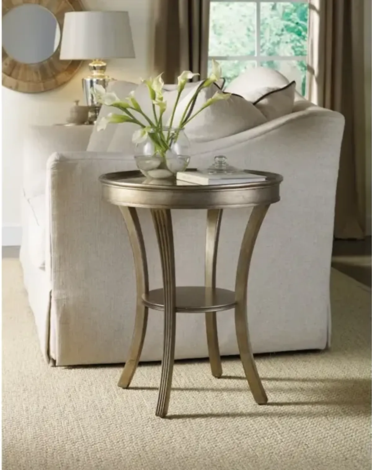 Sanctuary Round Mirrored Accent Table - Visage