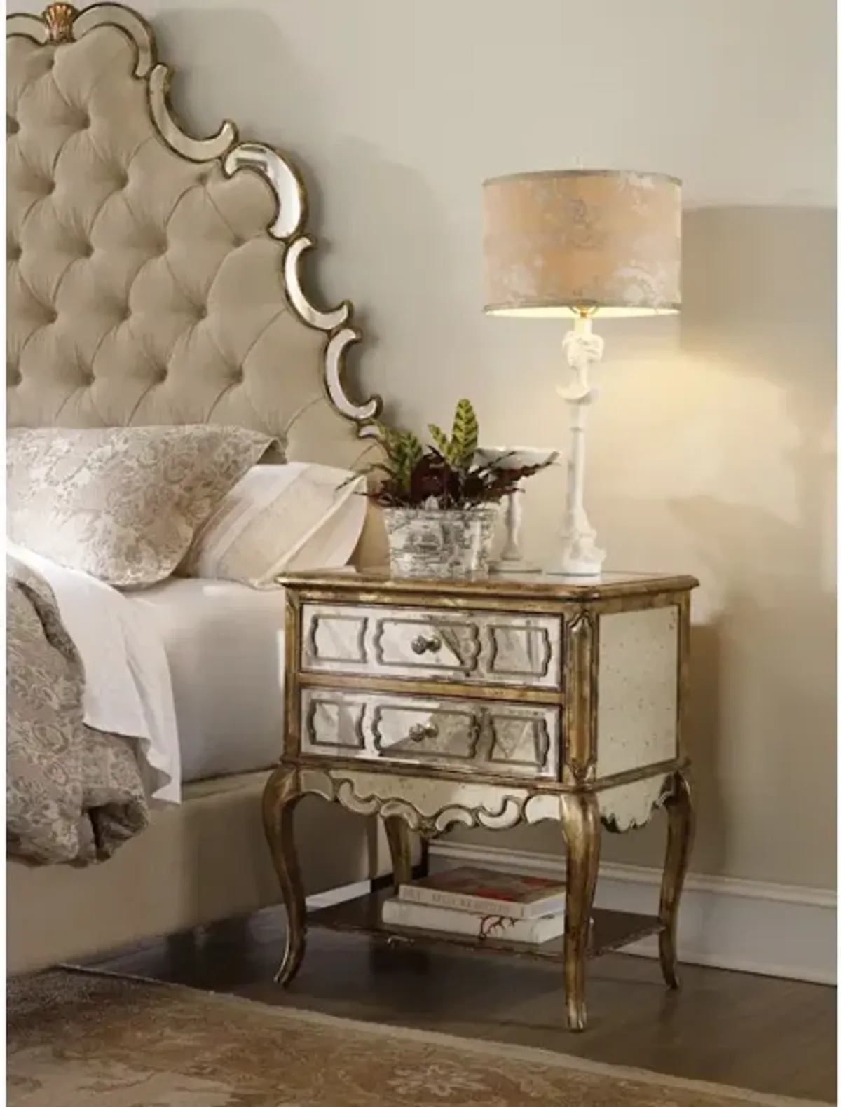 Sanctuary Mirrored Leg Nightstand-Bling