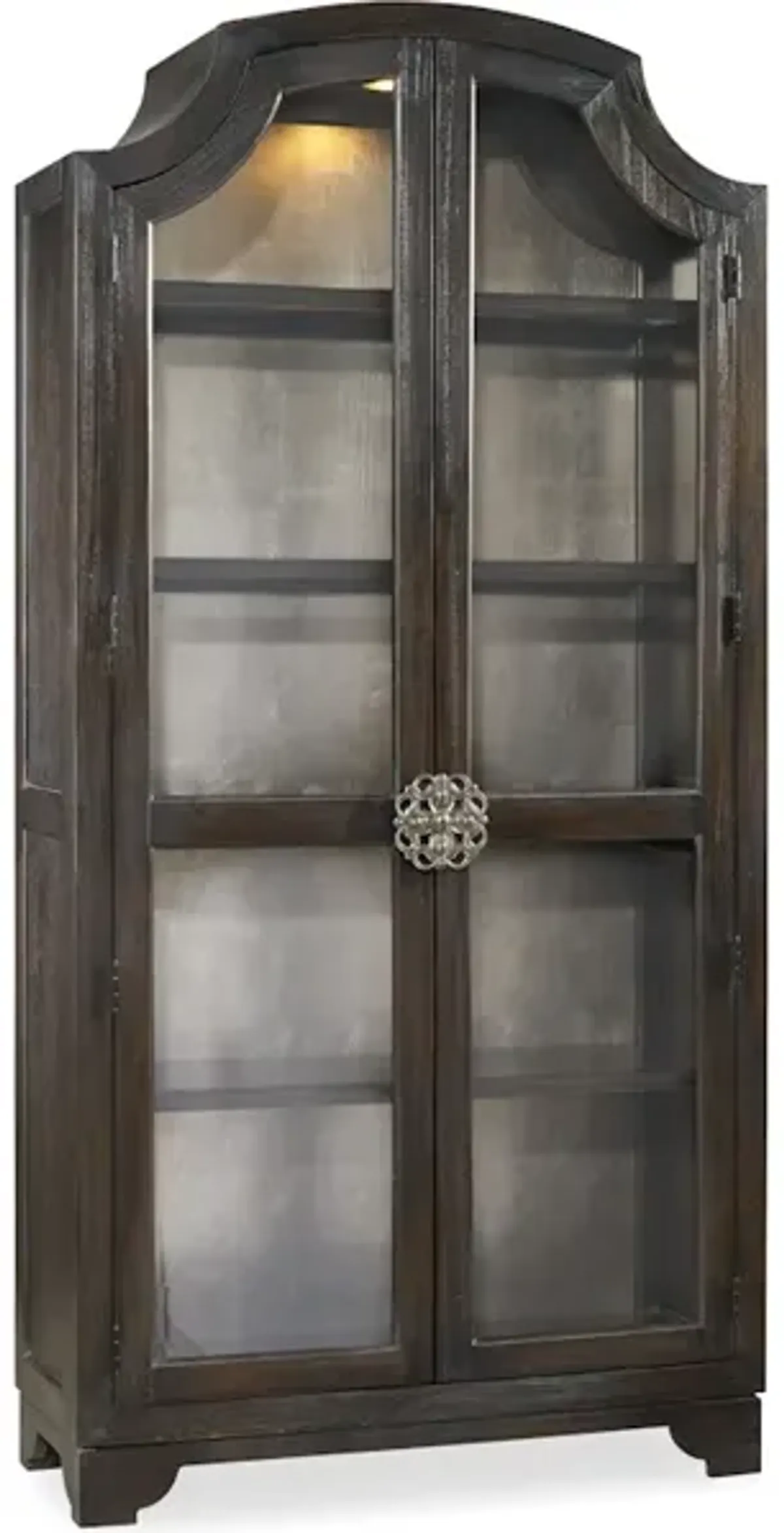 Sanctuary Glass Bunching Curio-Ebony Antiqued Oak