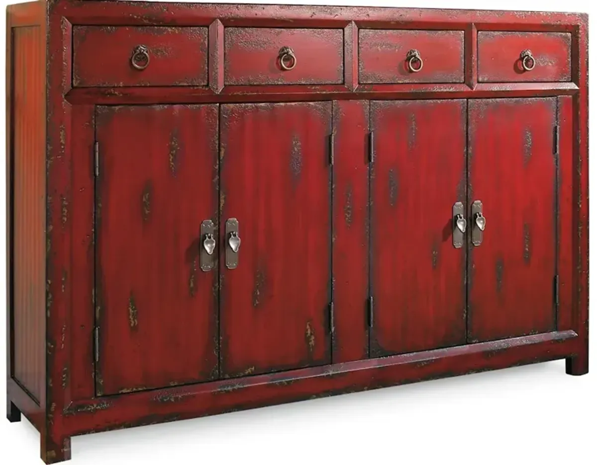 58'' Red Asian Cabinet