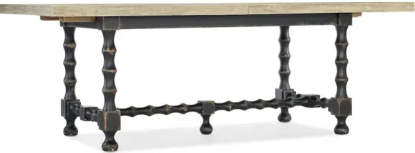Ciao Bella 84in Trestle Table w/ 2-18in Leaves-Flaky White/Black