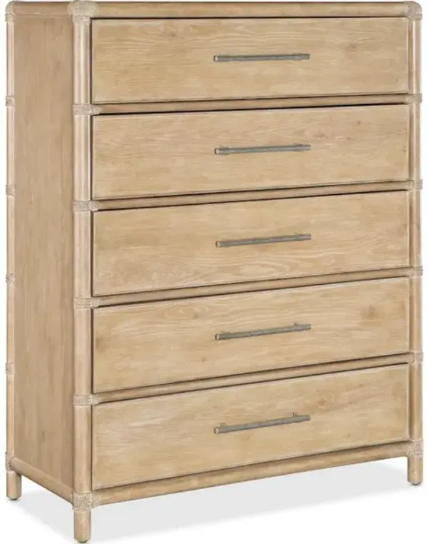 Retreat Pole Rattan Five-Drawer Chest