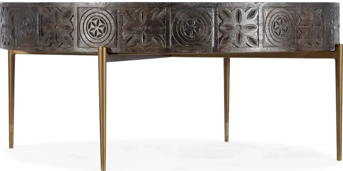 Commerce & Market Carved Round Cocktail Table