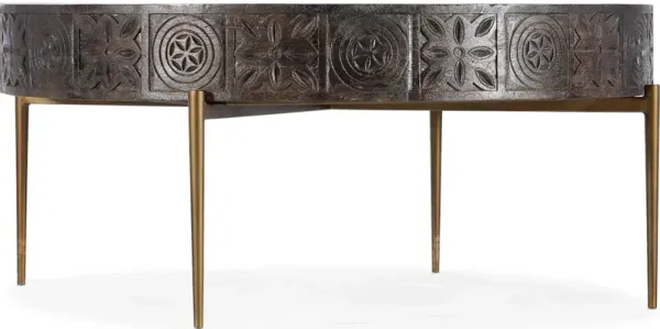 Commerce & Market Carved Round Cocktail Table