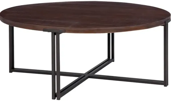 Round Cocktail Table with Dual Metal Base
