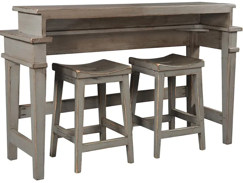 Console Bar Table with Two Stools