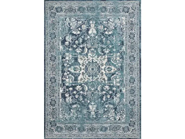 JOAQUIN JOA-01 OCEAN/IVORY 2'7 X 12'0 RUNNER RUG