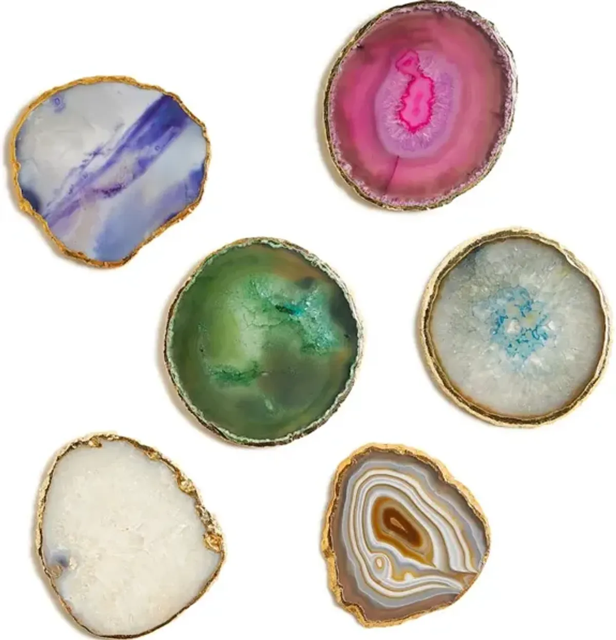 Agate Coasters With Gold Trim