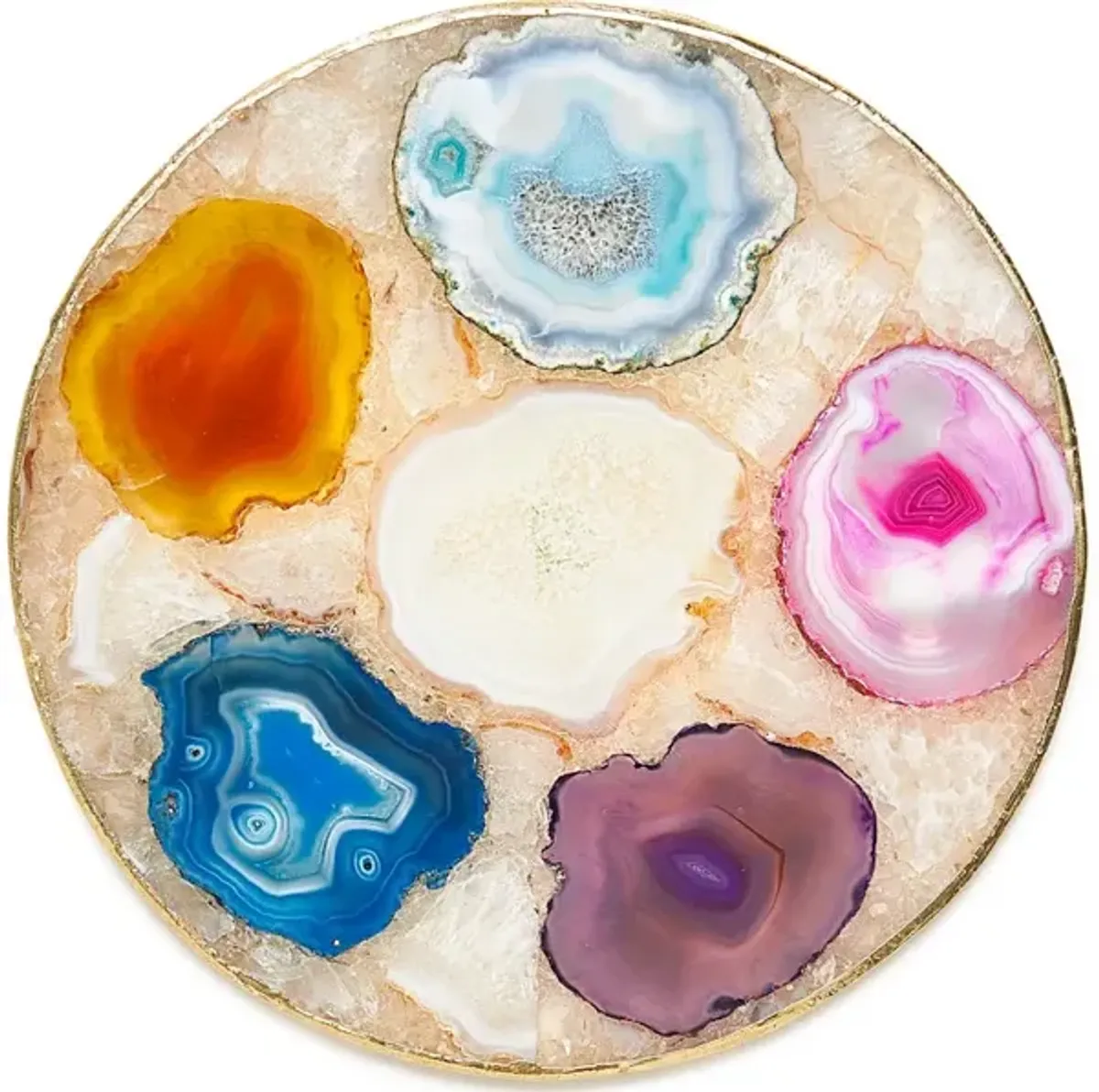 Agate Trivets With Gold Trim
