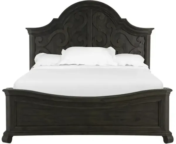Wood King Panel Bed Shaped Headboard KD