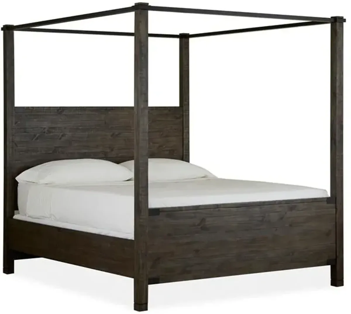 Wood Queen Poster Bed HBFBShort CanopiesSlats KD