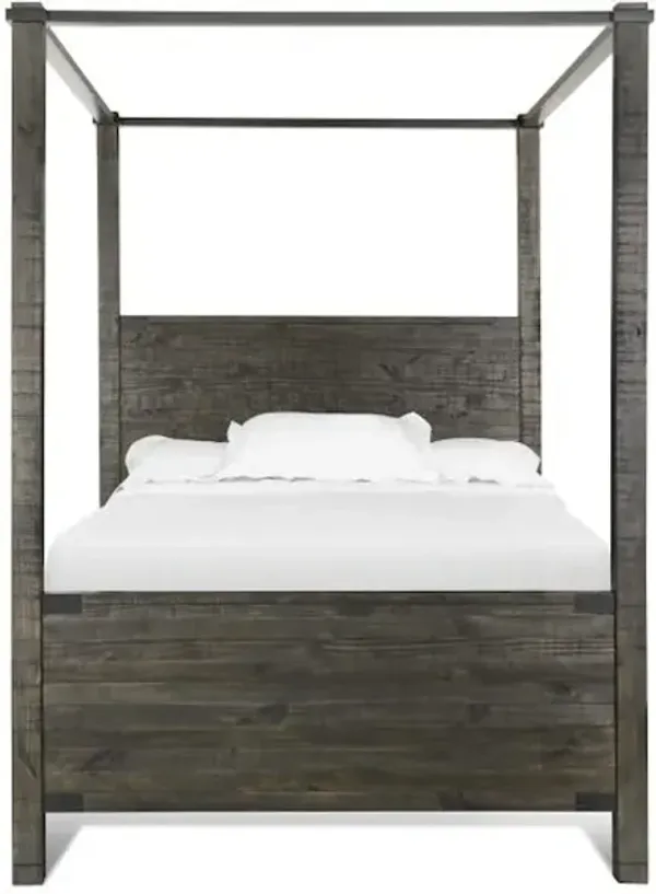 Wood Queen Poster Bed HBFBShort CanopiesSlats KD