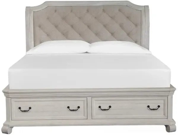 Wood Queen Sleigh Bed Upholstered Headboard KD