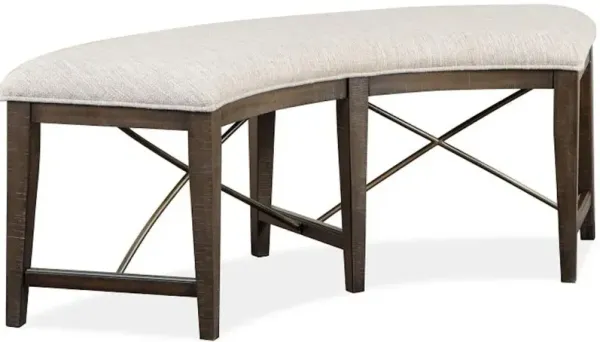 Curved Bench with Upholstered Seat