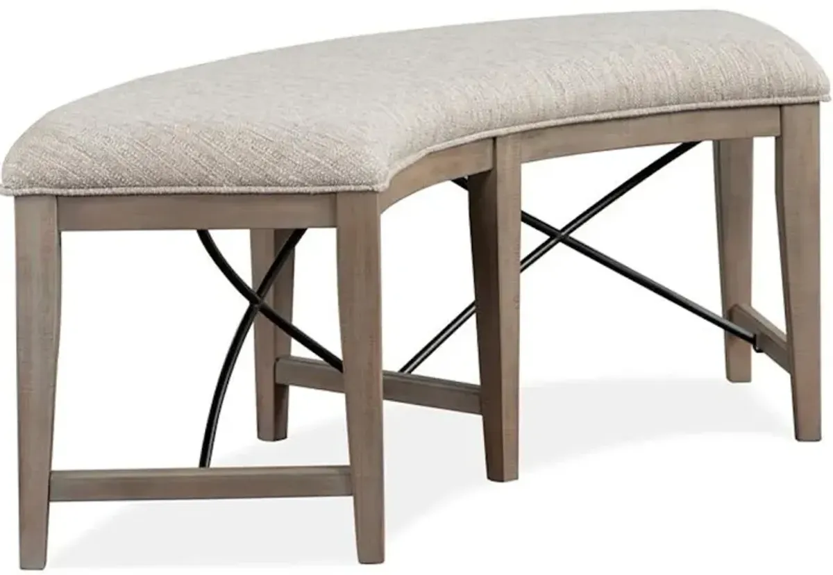Curved Bench with Upholstered Seat