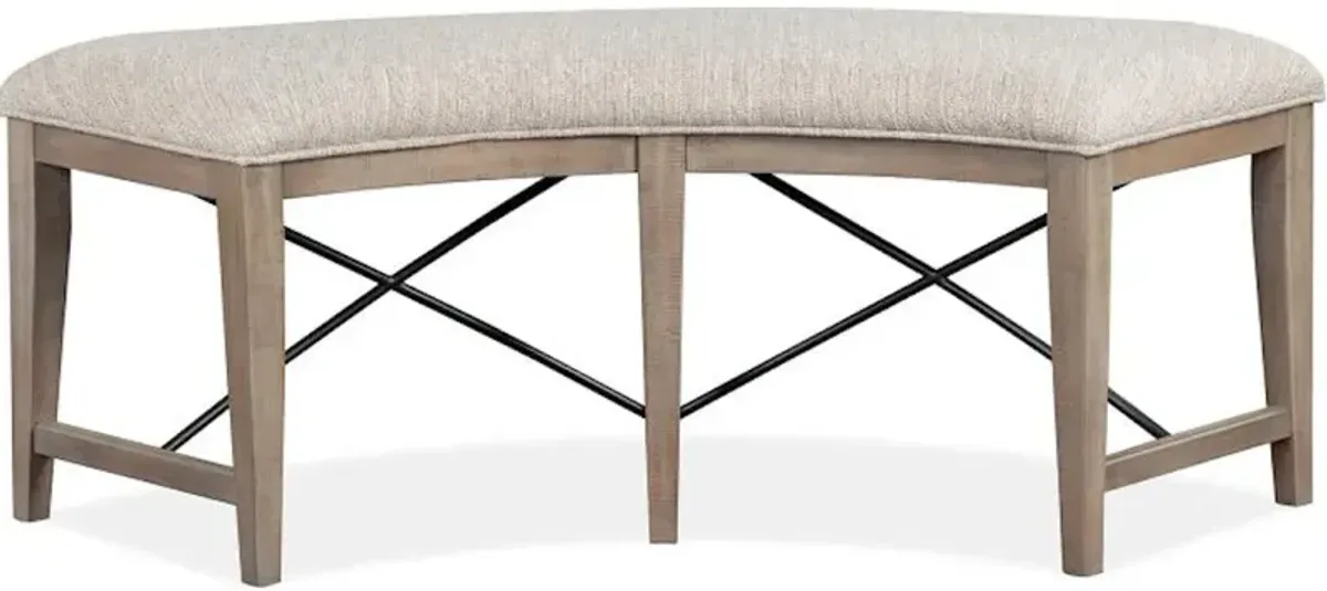 Curved Bench with Upholstered Seat
