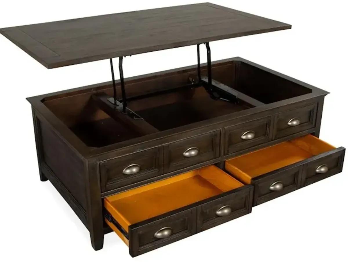 Lift Top Storage Cocktail Table with Casters