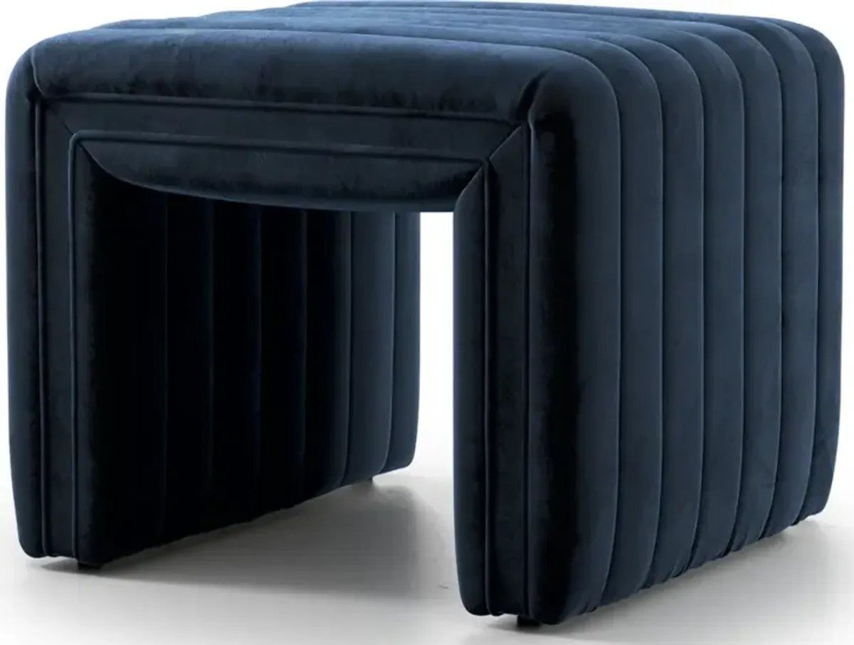 Augustine Ottoman in Sapphire Navy