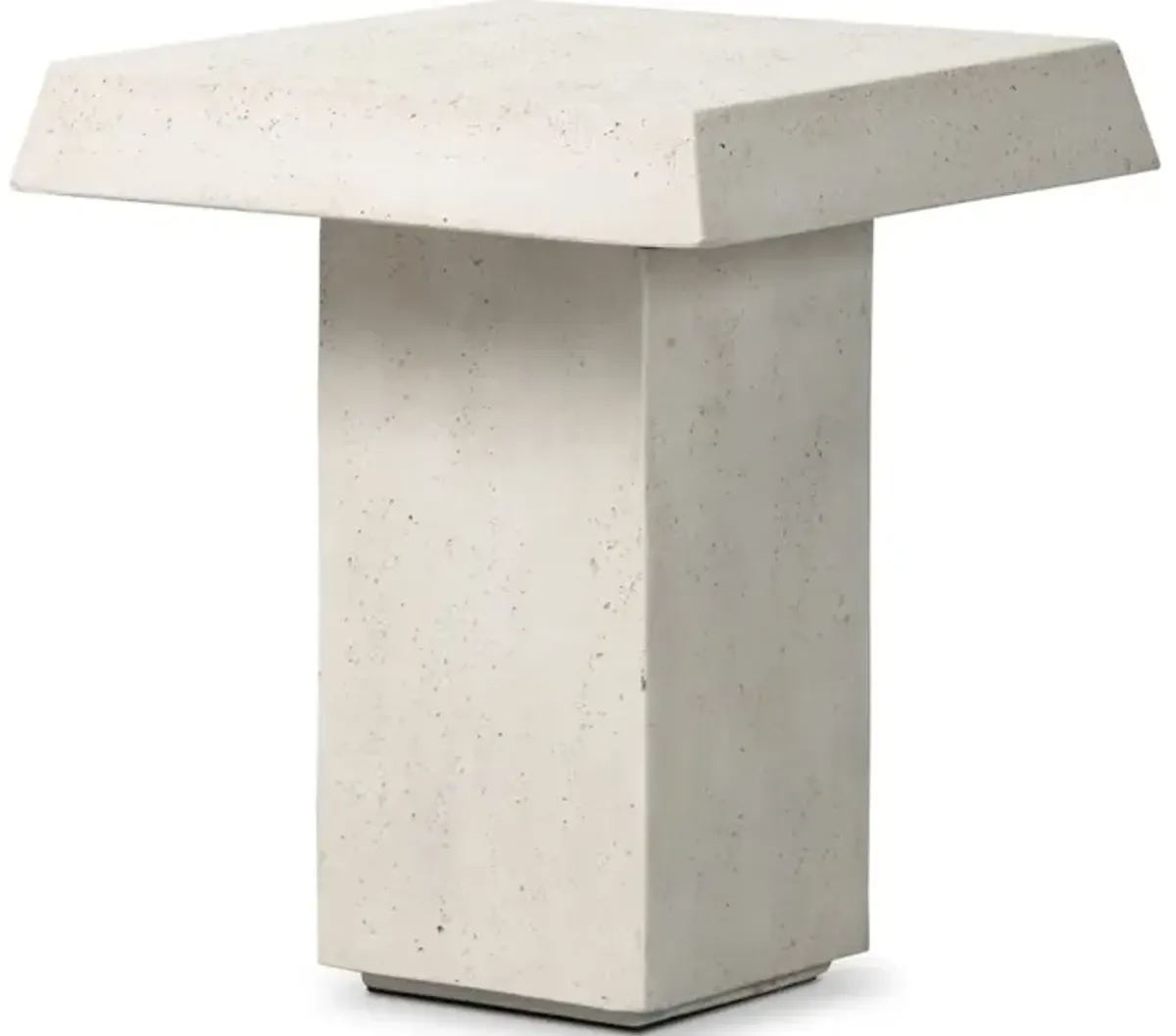 Avila Outdoor End Table In Aged White Concrete