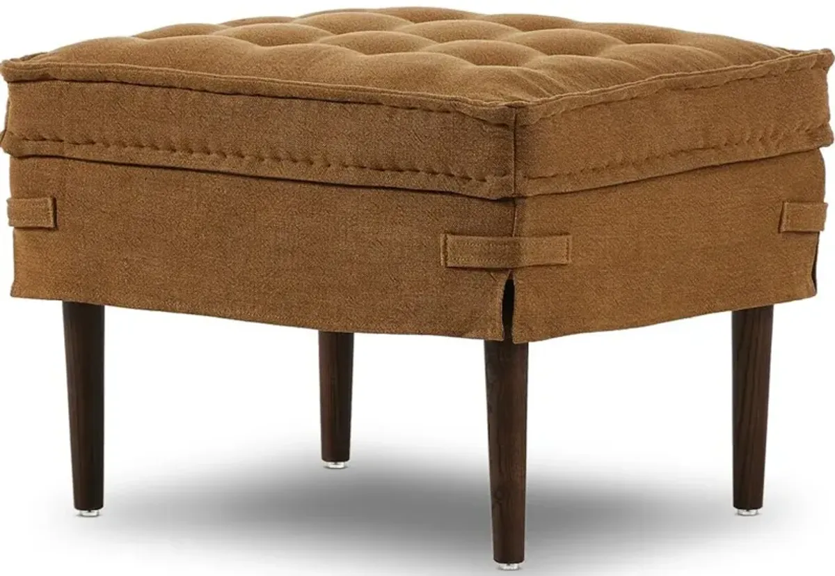 Cole Small Ottoman in Broadway Gilt