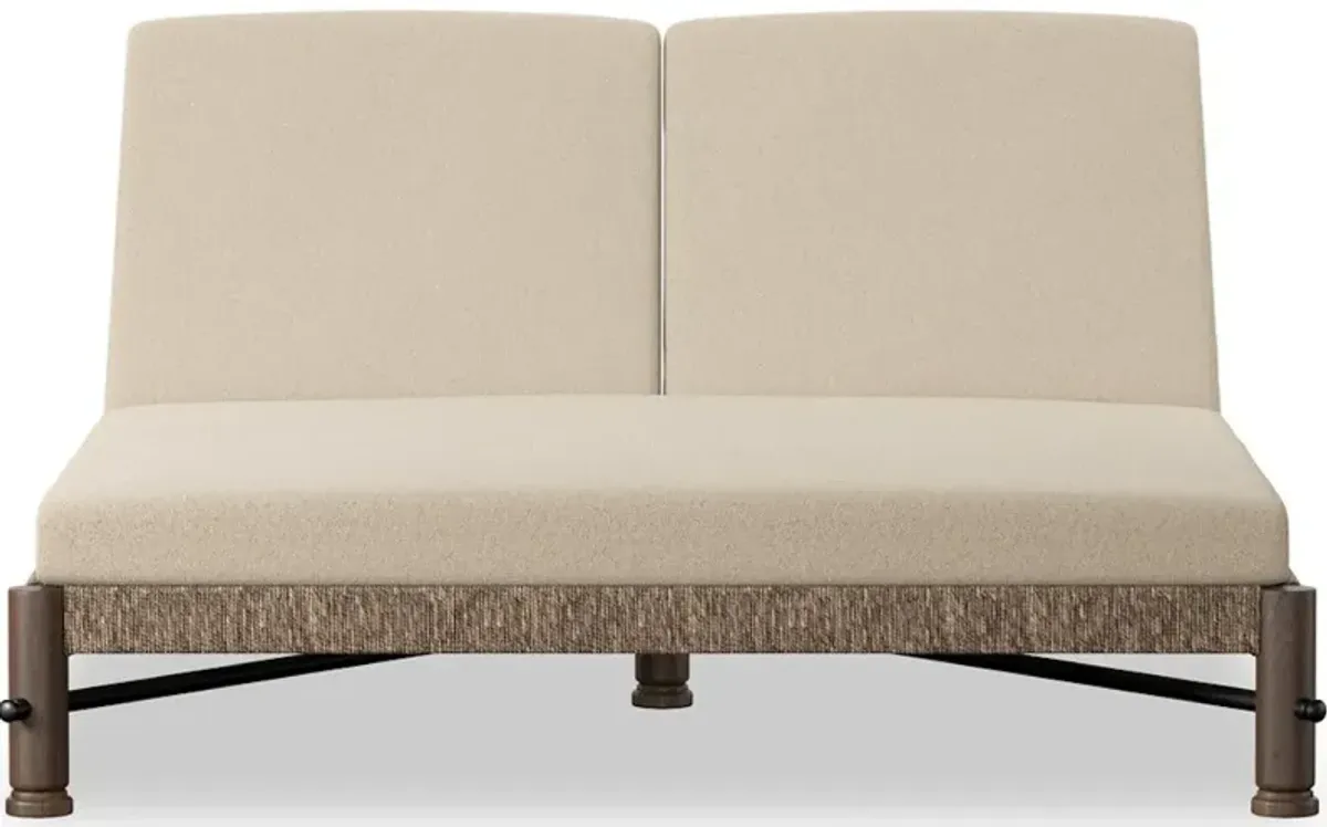 Finnegan Outdoor Double Chaise in Alessi Buff