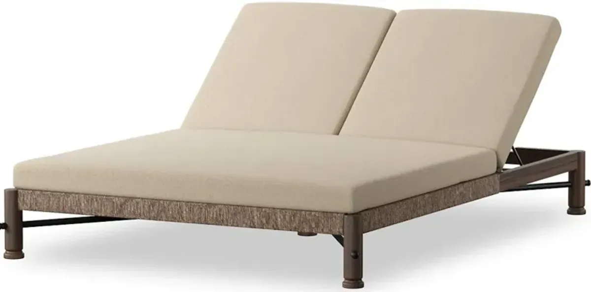 Finnegan Outdoor Double Chaise in Alessi Buff