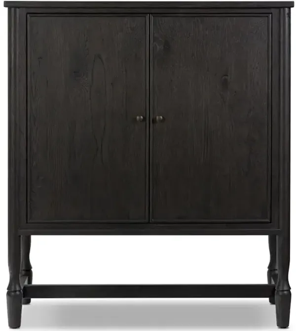 Bari Bar Cabinet in Cracked Smoked Black Veneer