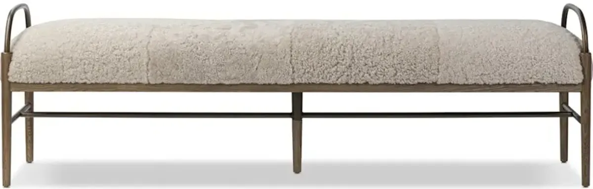 Demi Accent Bench-Beige Shearling