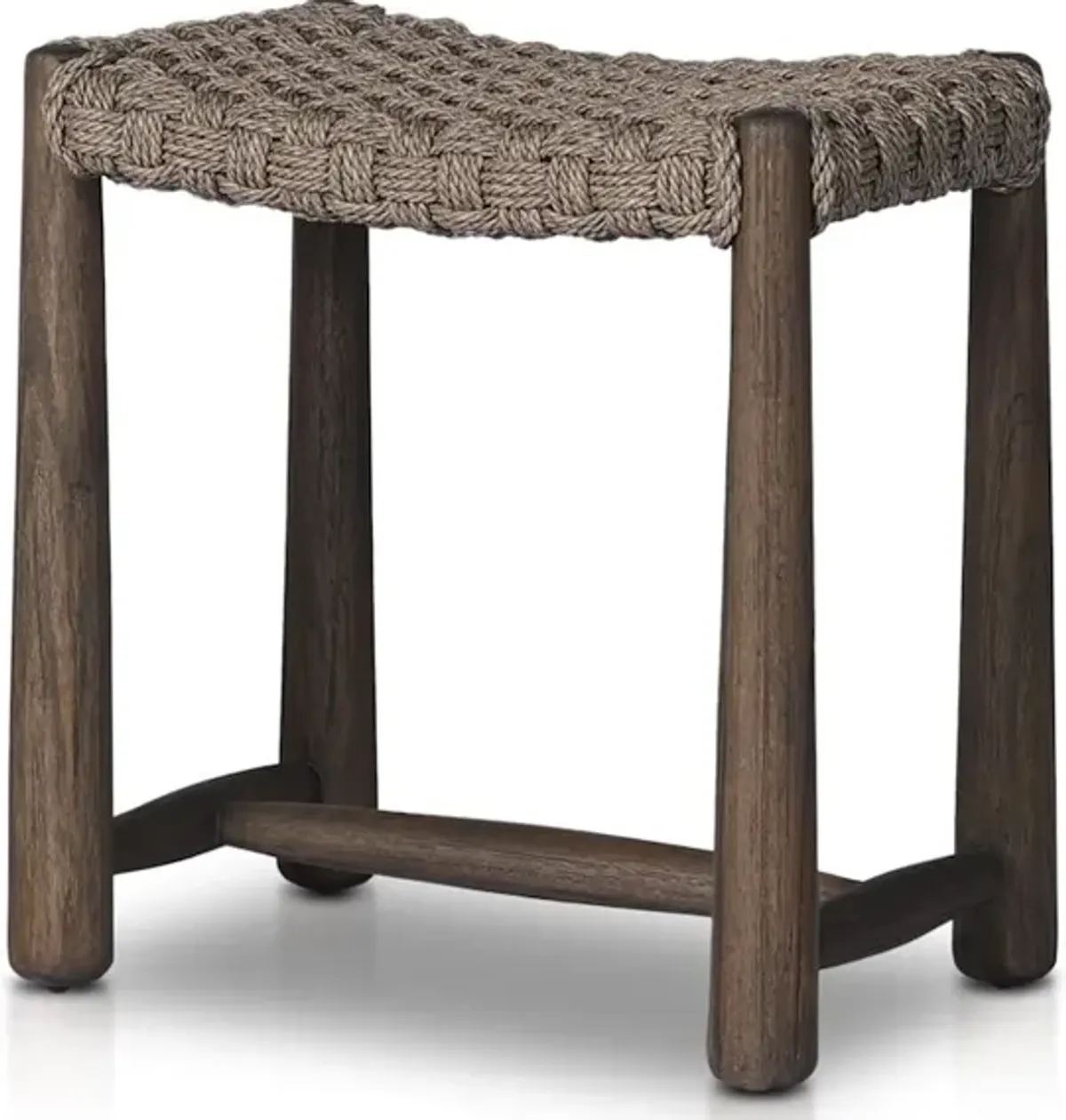 Savio Outdoor Accent Stool in Dark Textured Woven