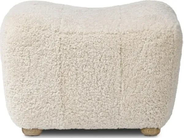 Oslo Ottoman in Beige Shearling