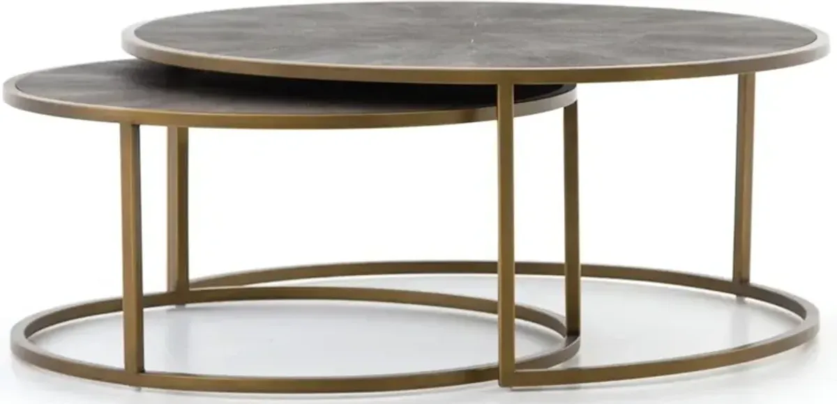 Bentley Shagreen Nesting Cocktail Table - Brass
