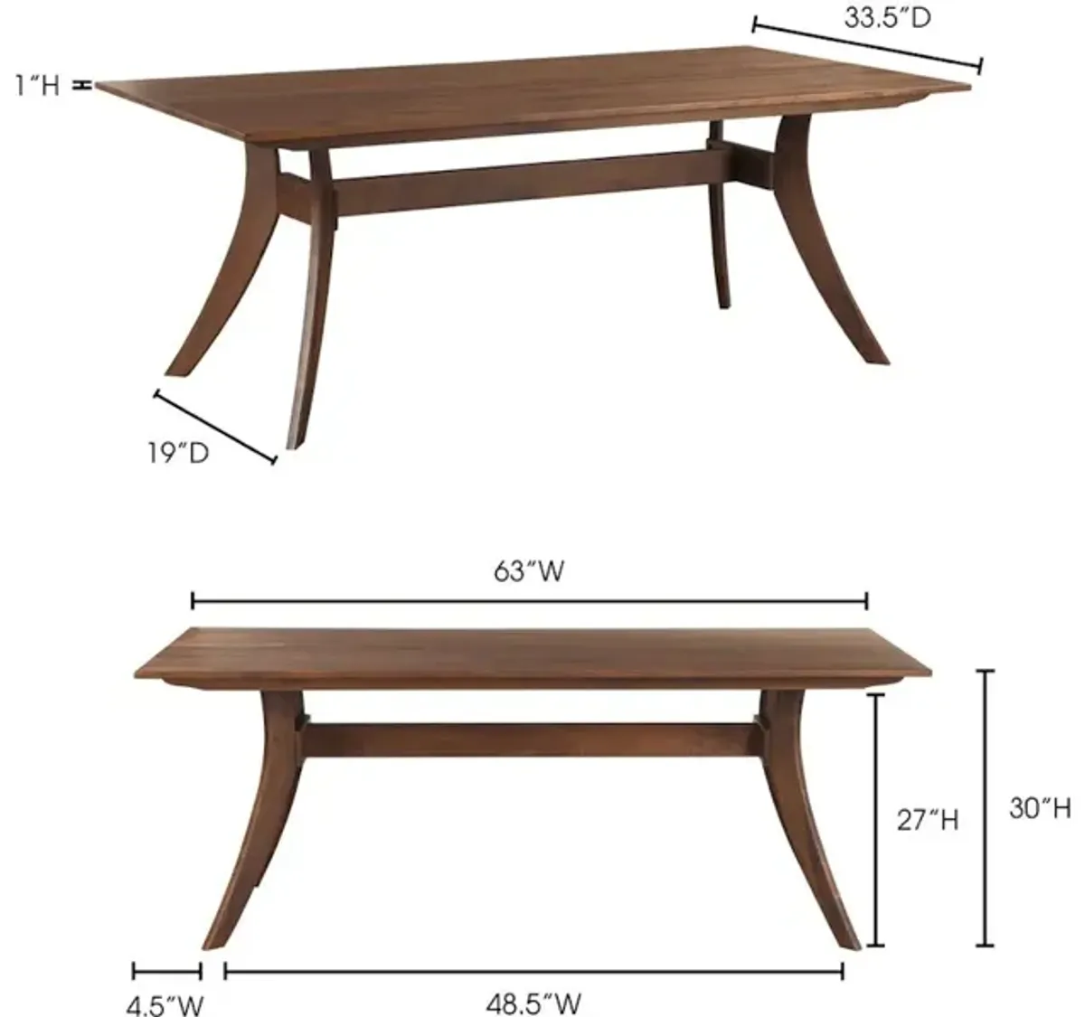 FLORENCE RECTANGULAR DINING TABLE SMALL WALNUT