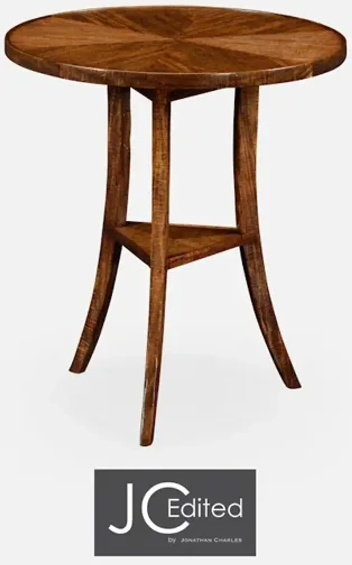 Walnut Country Style Round Lamp Table